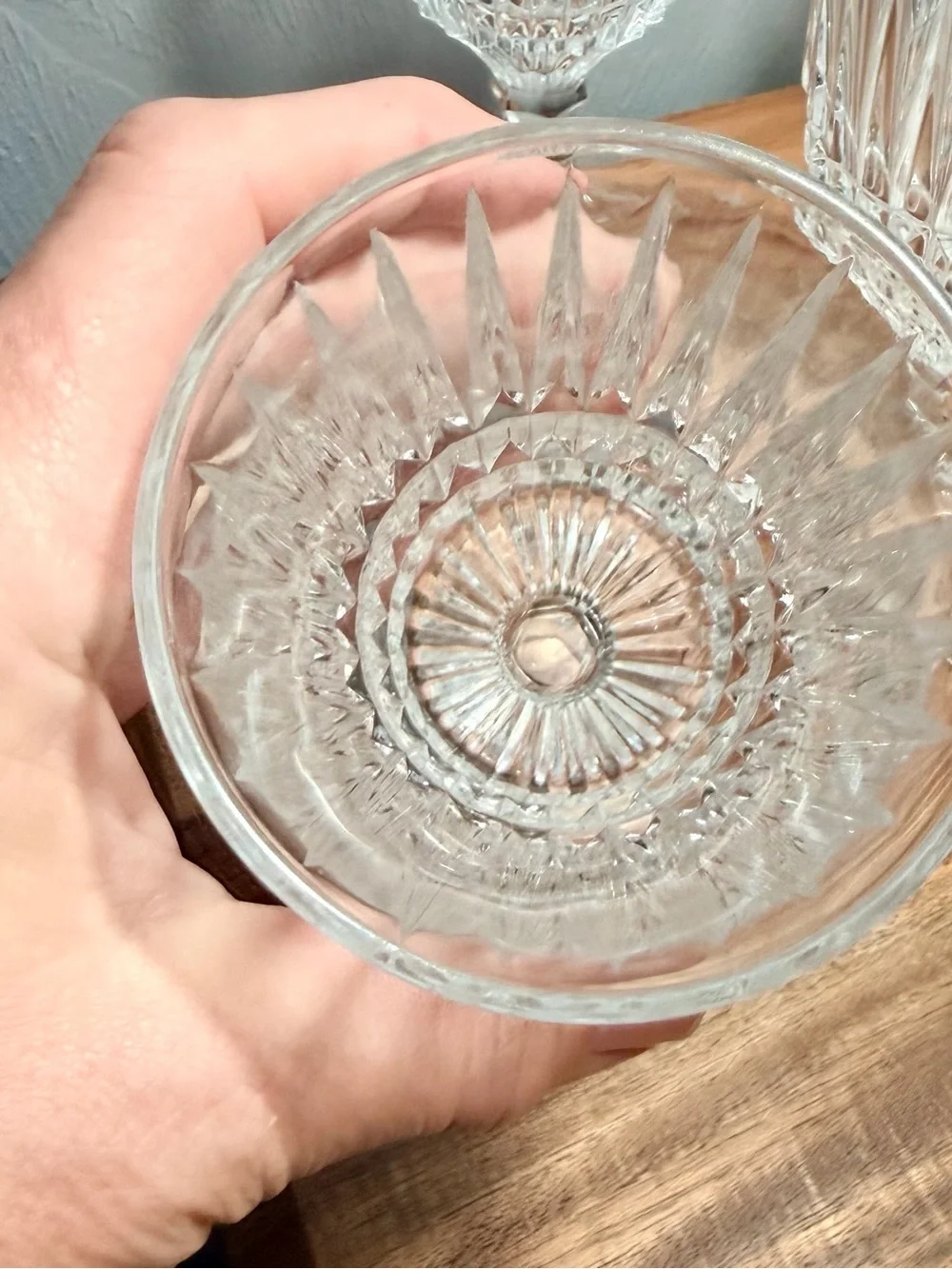 Vintage Clear Cut Crystal Goblets Glassware - Set of 4